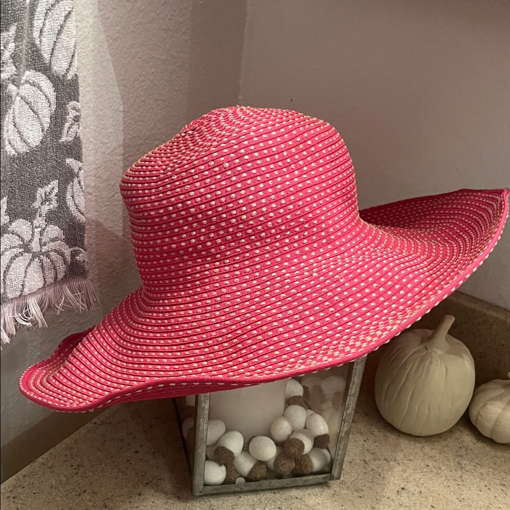 Caribbean Joe Vibrant Pink and Tan Sun Hat